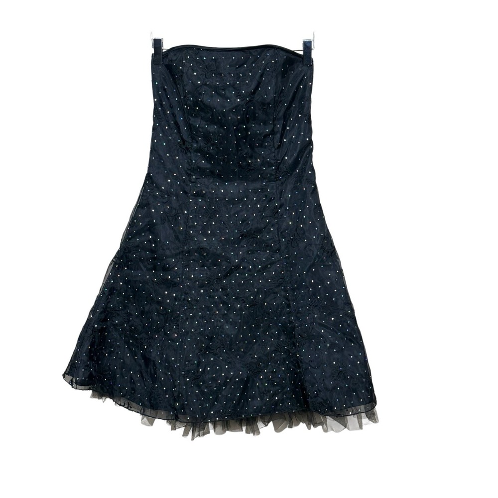 Vintage Gunne Sax Jessica McClintock Dress 7/8 Black Sequin Strapless Y2K